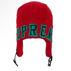 SUPREME Authentic Red shearling trooper winter hat, NEW w/proof of purchase M/L